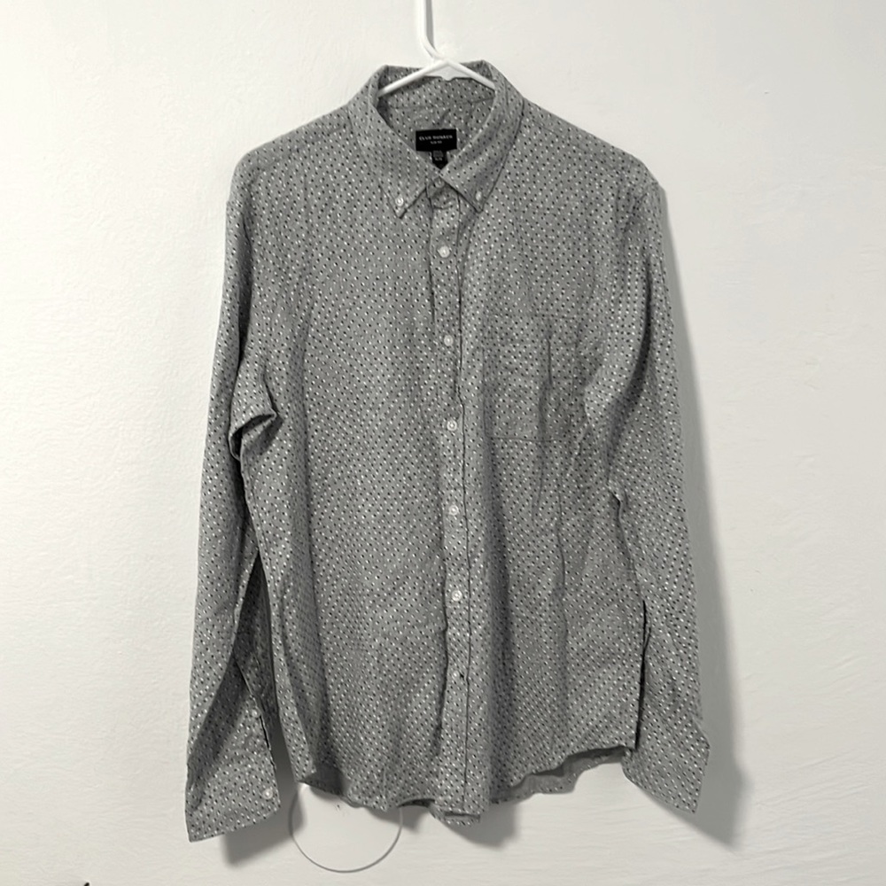 Club Monaco gray dotted button down shirt, size M